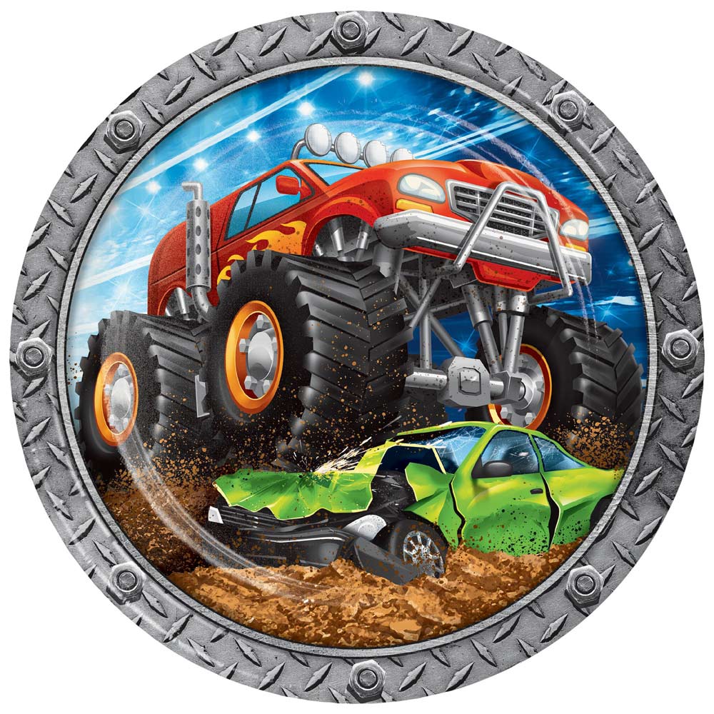 Pahvilautaset, Monster Truck, 22cm, 8kpl