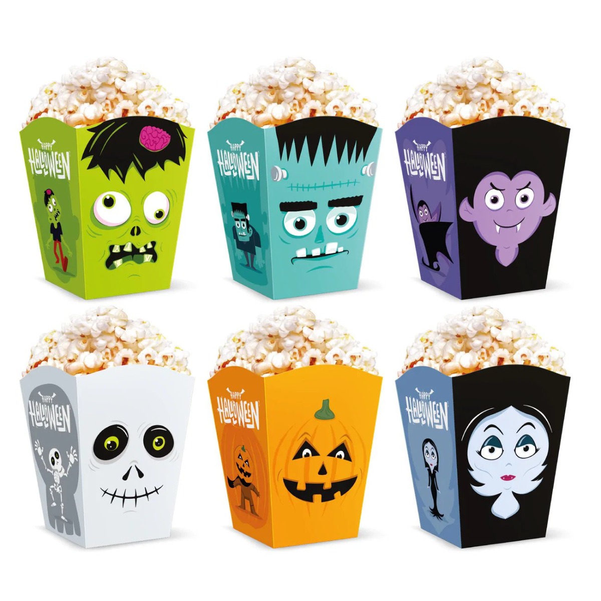 Popcorn kulhot - Halloween Monsters, 6kpl