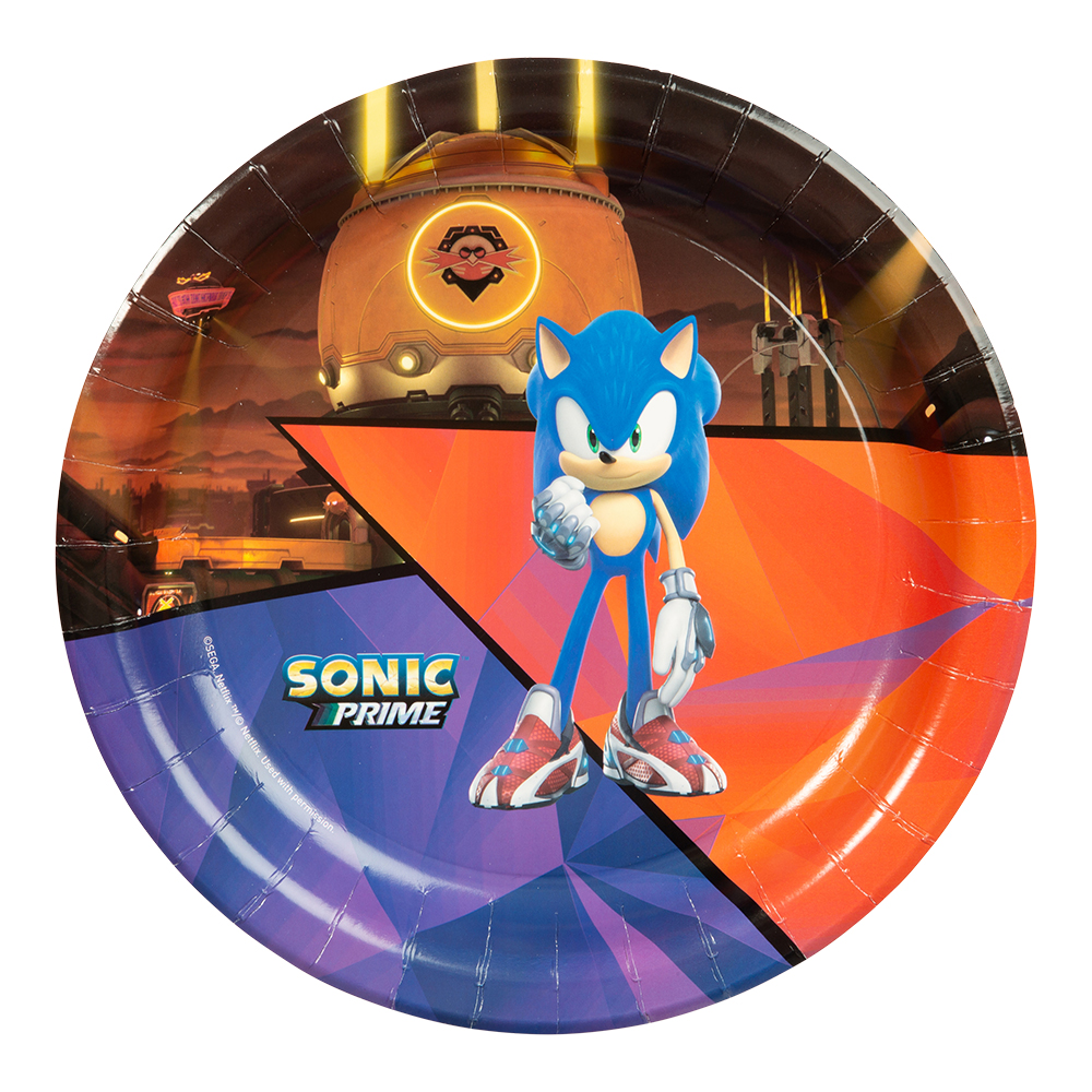 Pahvilautaset - Sonic, 23cm, 8kpl