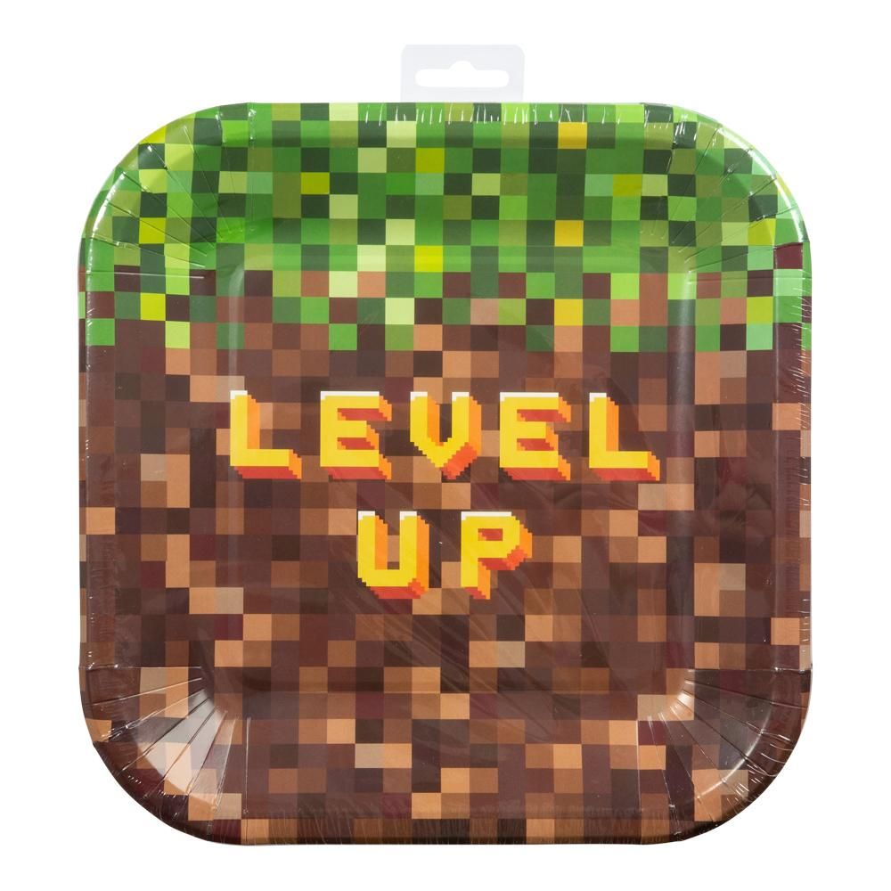 Pahvilautaset - Pikseli Level Up, 23cm, 8kpl