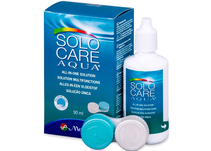 SoloCare Aqua - piilolinssineste 90 ml + antibakteriaalne kontainer