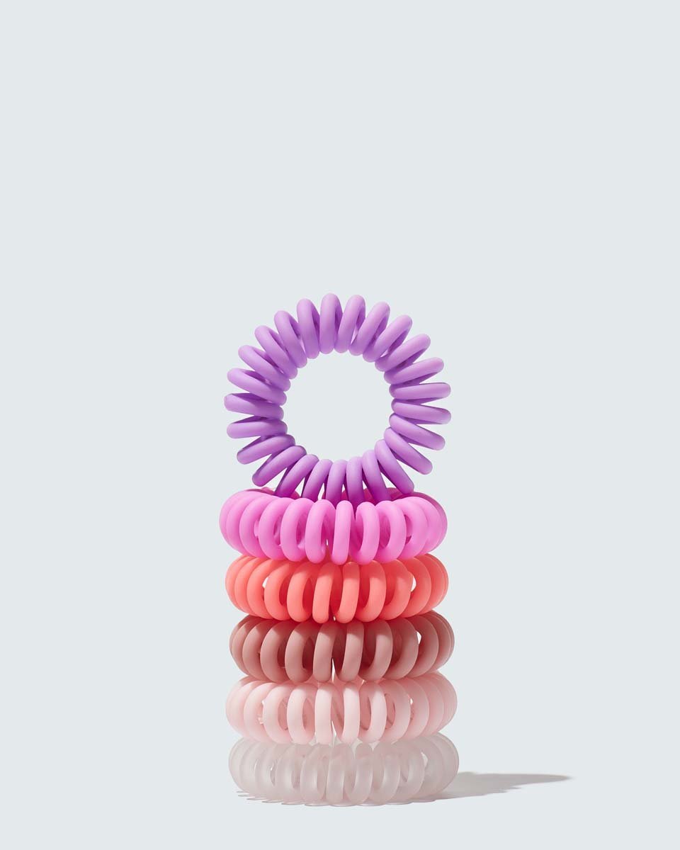 Hold On Tight Hair Rings 6-Pack, Pink/Purple