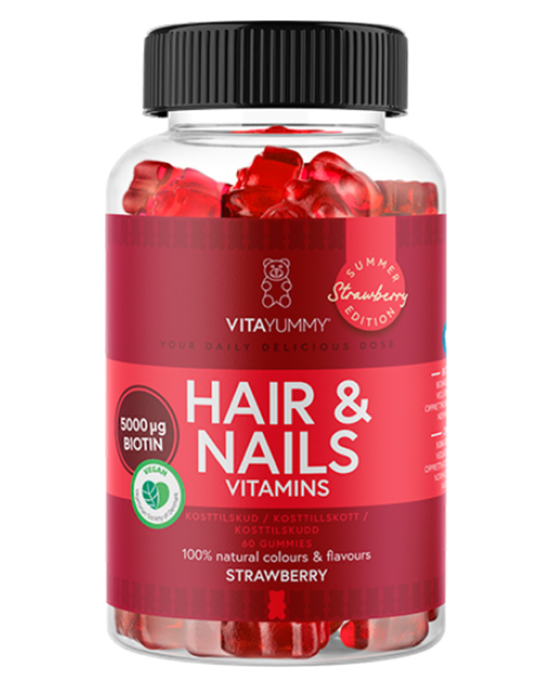 Vitayummy Hair & Nails Vitamins Strawberry Summer Edition 60 stk.