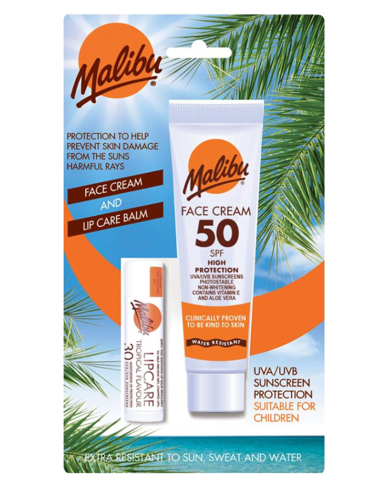 Malibu Face Cream SPF 50 and Lip Care Balm SPF 30 40 ml