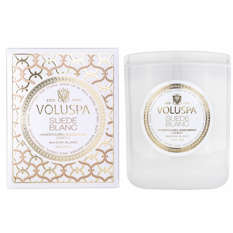 Voluspa Classic Boxed Candle Suede Blanc 60h