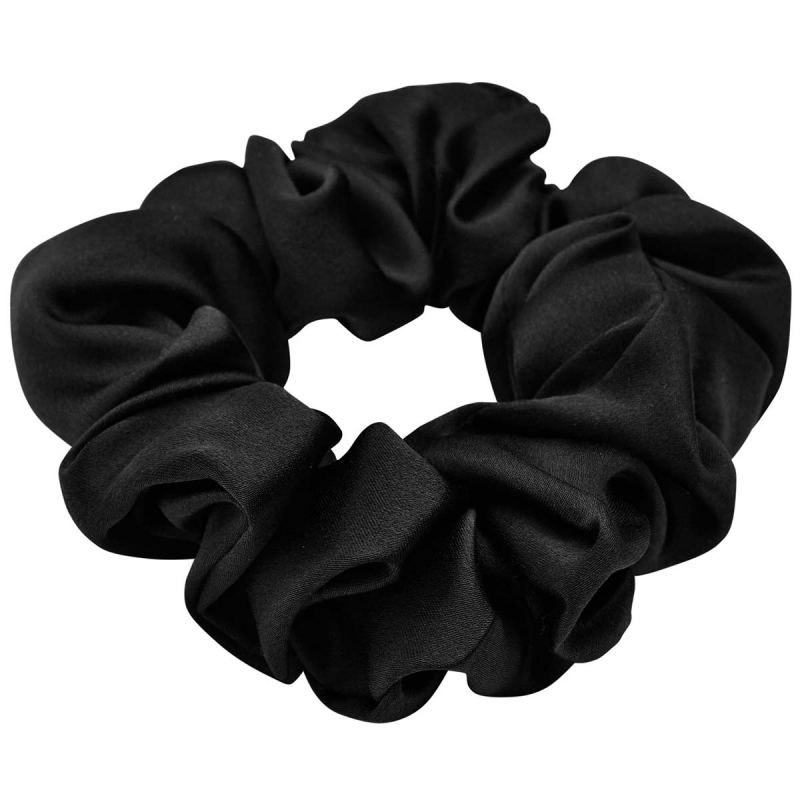 Lenoites Mulberry Silk Scrunchie, Black