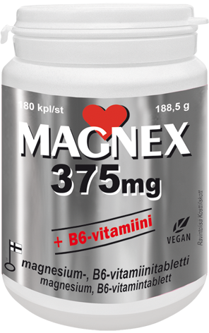 Magnex 375 mg + B6-vitamiini 180 tablettia