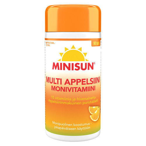 Minisun Monivitamiini Multi Appelsiini 90 purutablettia