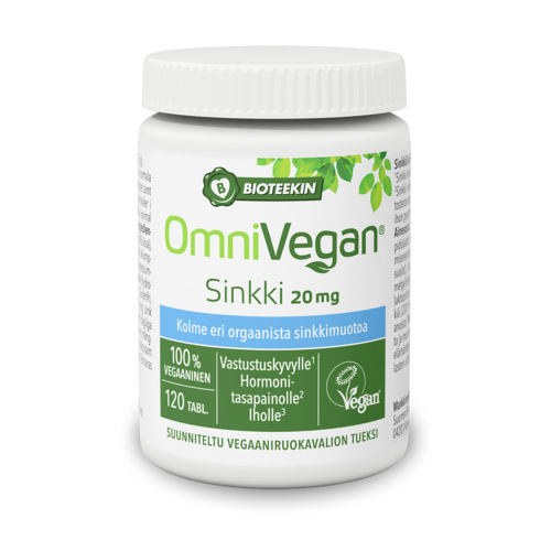 OmniVegan Sinkki 20 mg 120 tablettia