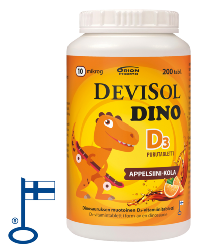 Devisol Dino Appelsiini-Kola 10 mikrog 200 purutablettia *