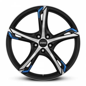 RONAL R62 Blue Jet Black Matt front cut 7.5x18 5/108 ET40 B76