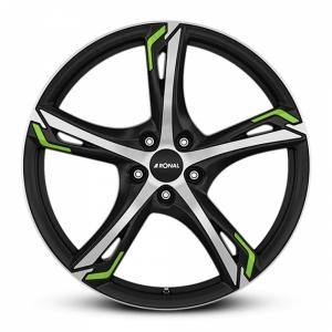 RONAL R62 Green Jet Black Matt front cut 7.5x17 5/108 ET55 B63.4