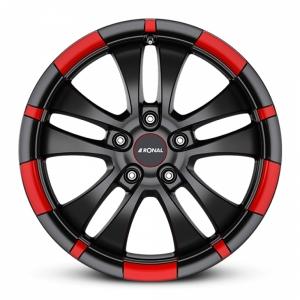 RONAL R59 Jet Black Matt Red rim 6x15 4/100 ET45 B68