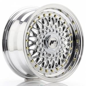 Japan Racing JR9 Silver Machined LIP With Rivet Gold 8x15 4/100 ET20 B74.1