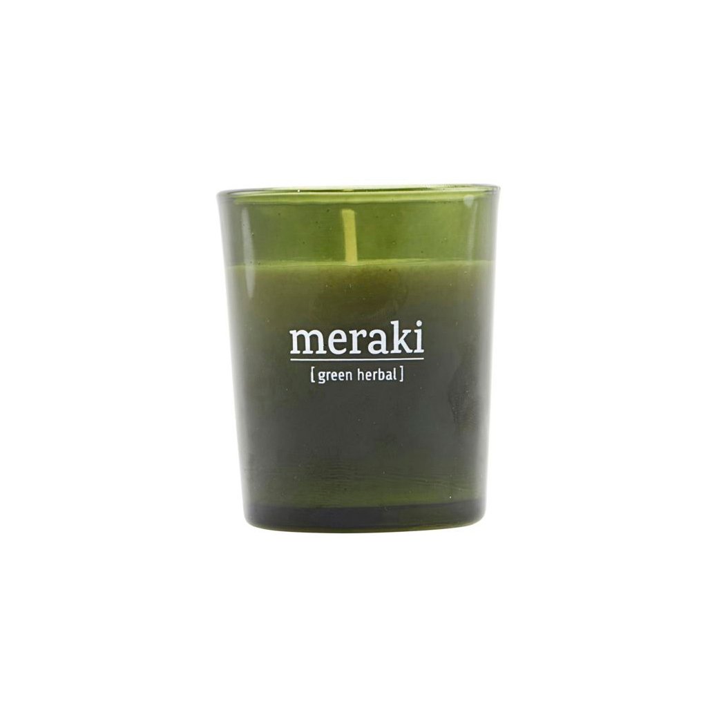 Meraki Meraki tuoksukynttilä vihreä lasi, 12 tuntia Green herbal