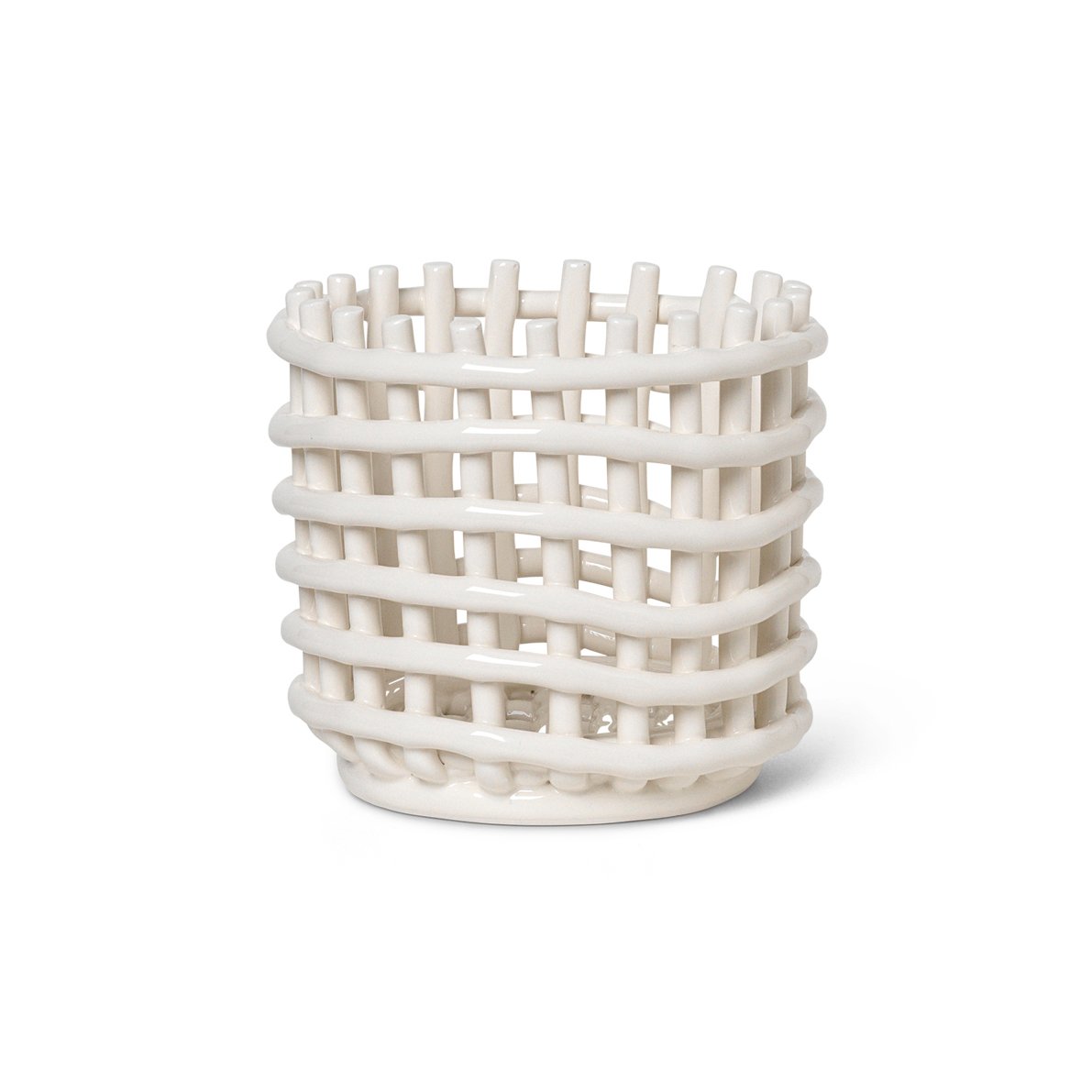 ferm LIVING Ceramic punottu kori Ø 16 cm Off white