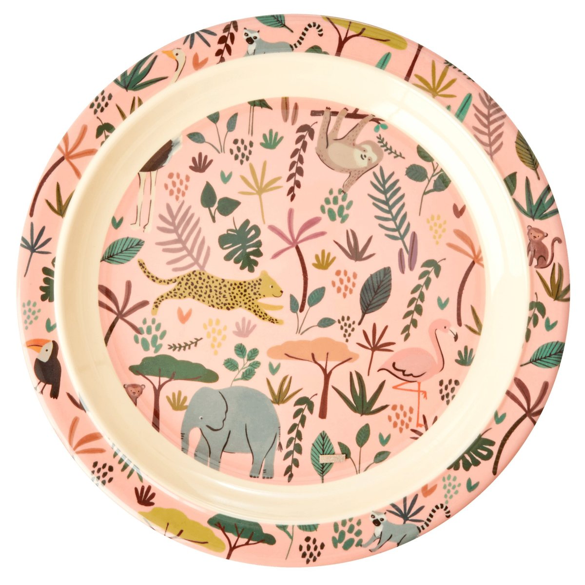 RICE Rice lasten lautanen Jungle animals Coral-multi