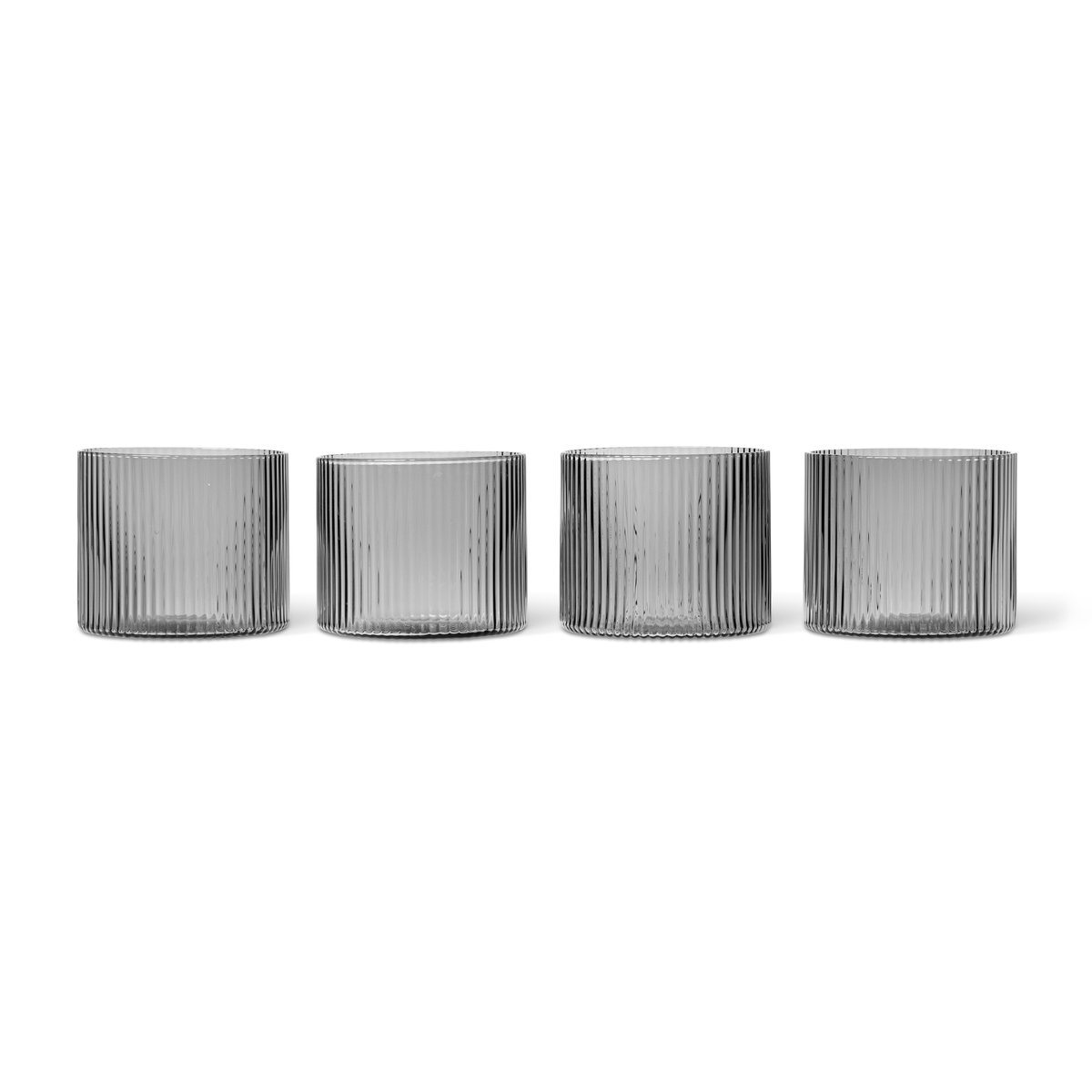 ferm LIVING Ripple lasi matalat 4-pack Smoked Grey