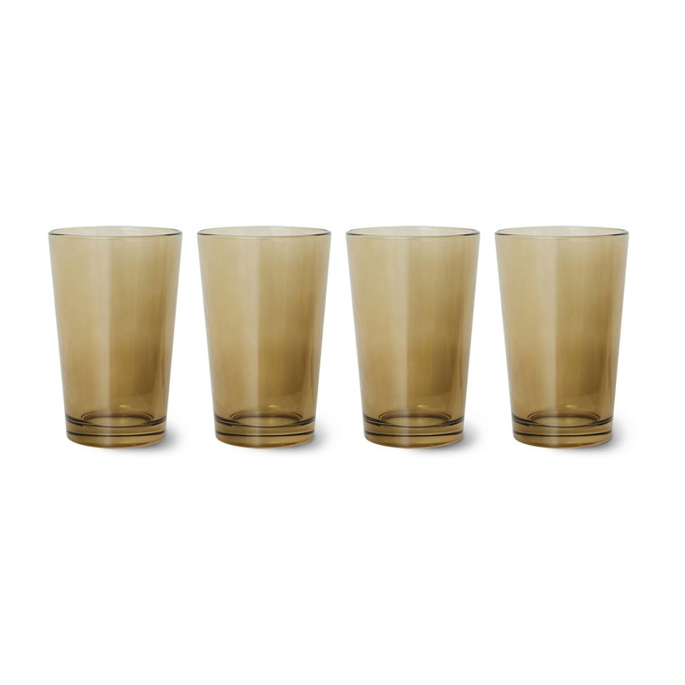 HKliving 70's glassware teelasi 20 cl 4-pakkaus Mud brown