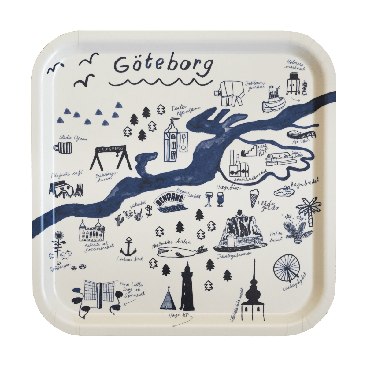 Fine Little Day Gothenburg tarjotin 32 x 32 cm White-Blue