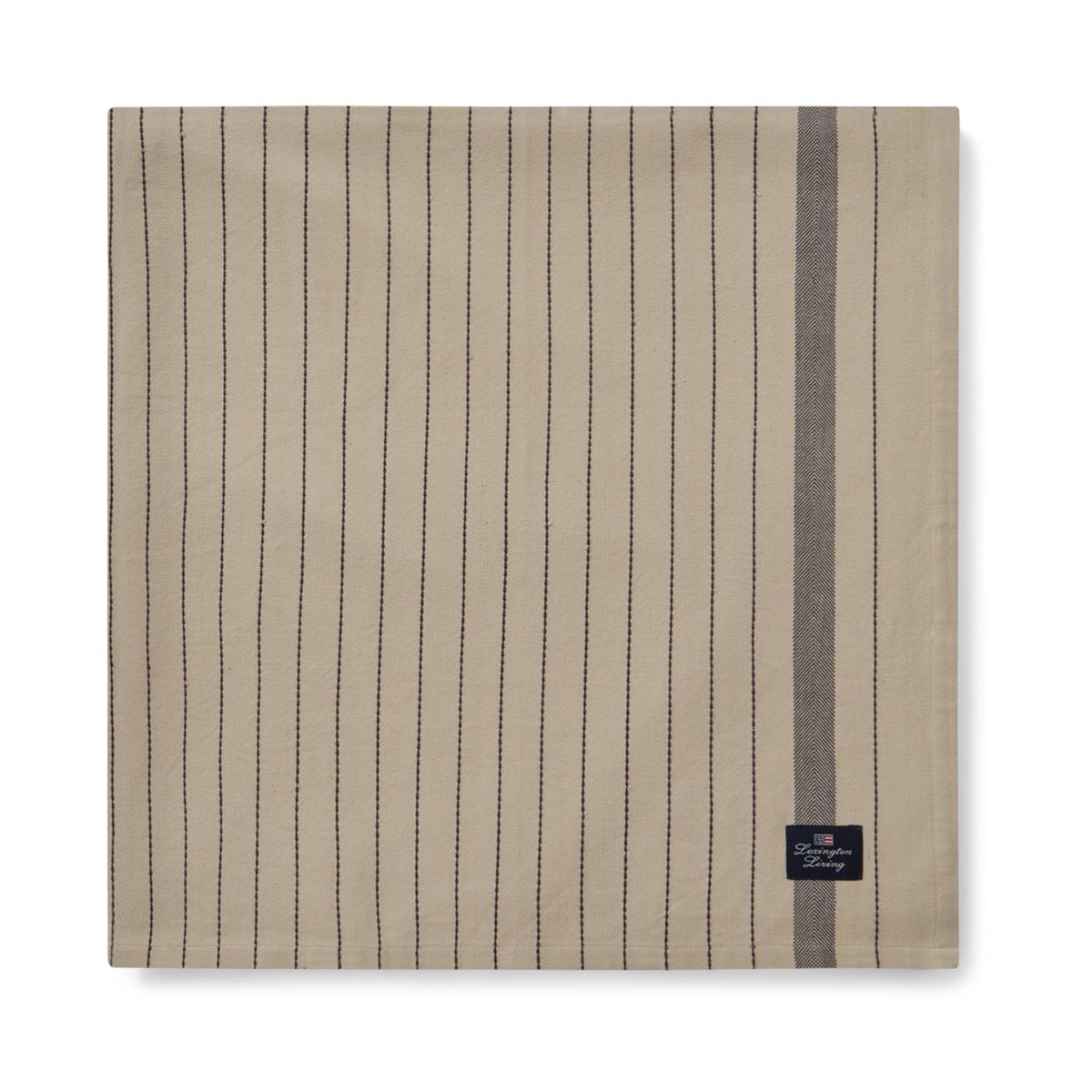 Lexington Striped Organic Cotton -pöytäliina 150x250 cm Beige-dark gray