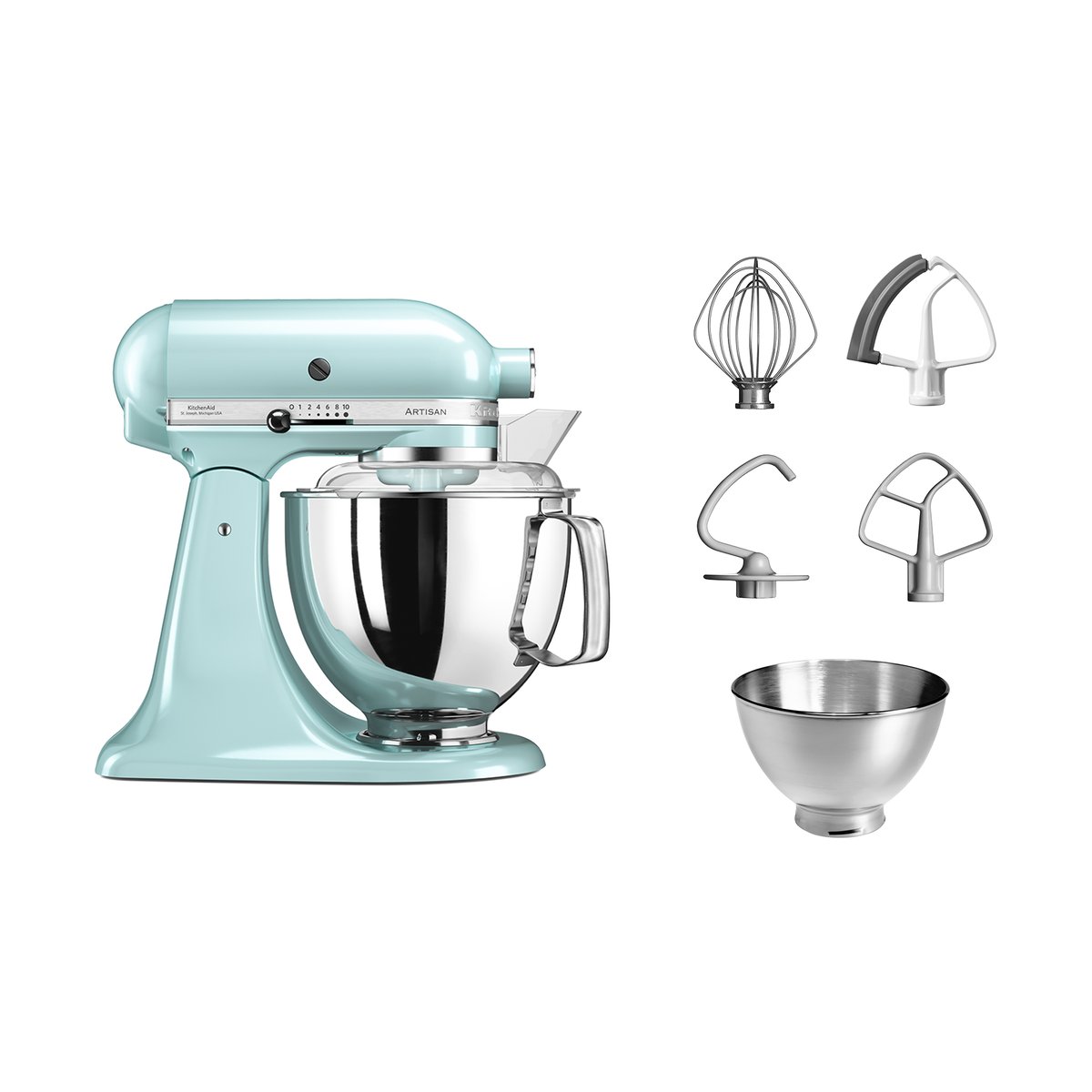 KitchenAid Artisan 5KSM175 keittiökone lisävarusteilla 4,8 L Ice blue