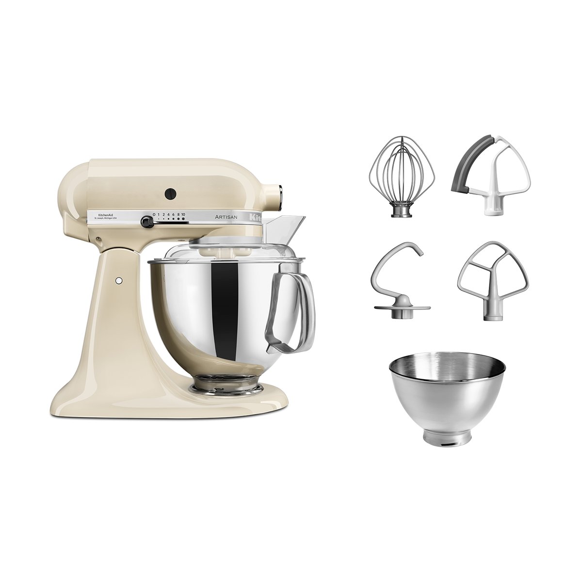 KitchenAid Artisan 5KSM175 keittiökone lisävarusteilla 4,8 L Almond cream