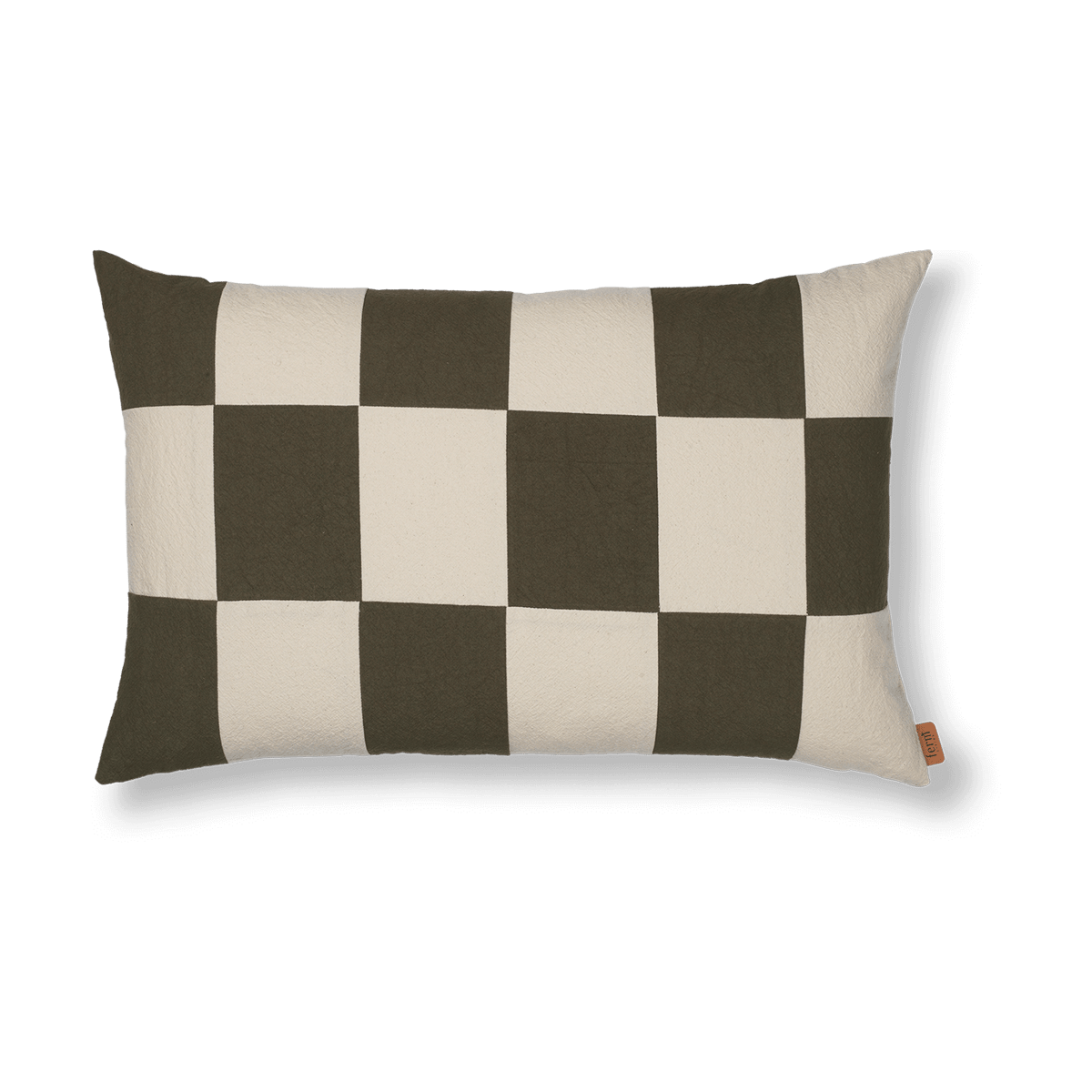 ferm LIVING Fold patchwork tyynynpäällinen 40x60 cm Dark Olive -undyed