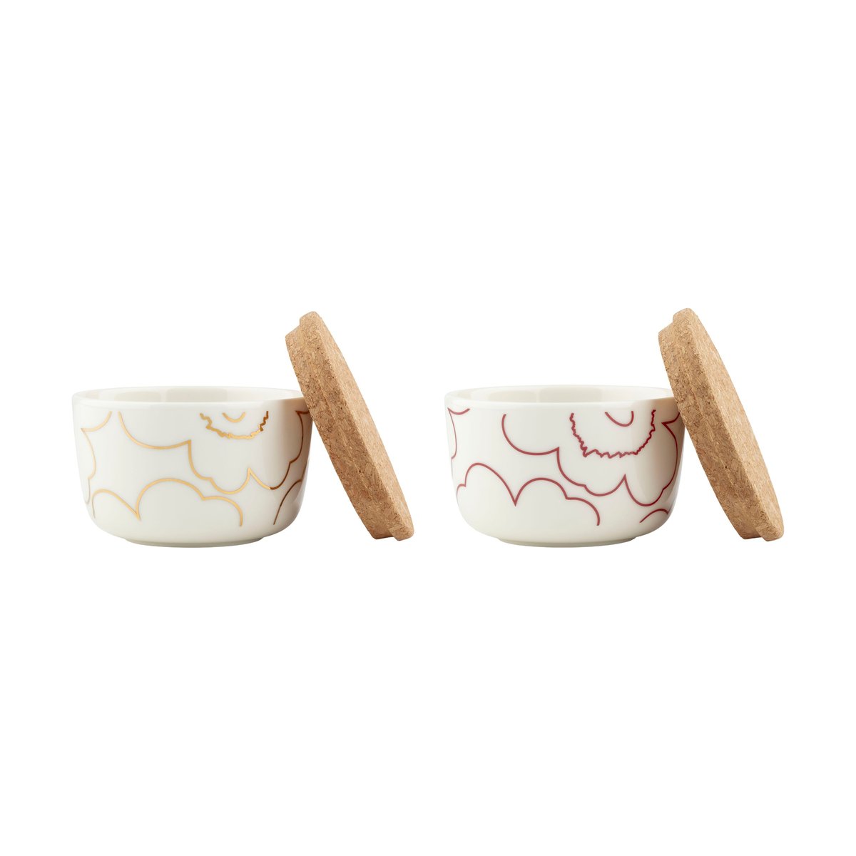 Marimekko Piirto Unikko kulho kannella 2,5 dl 2 kpl White-gold-dark red