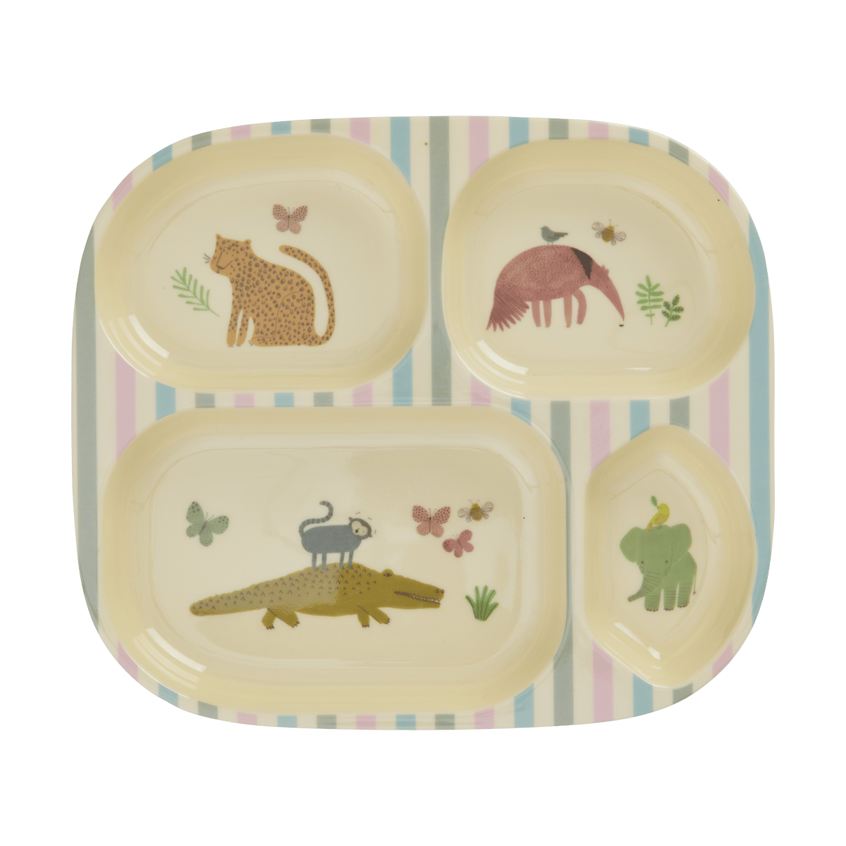 RICE Rice lasten lautanen melamiini 4 lokeroa Sweet Jungle Print