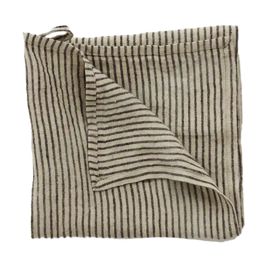 Olsson & Jensen Stripe keittiöpyyhe pellavaa 45x65 cm Musta-hiekka