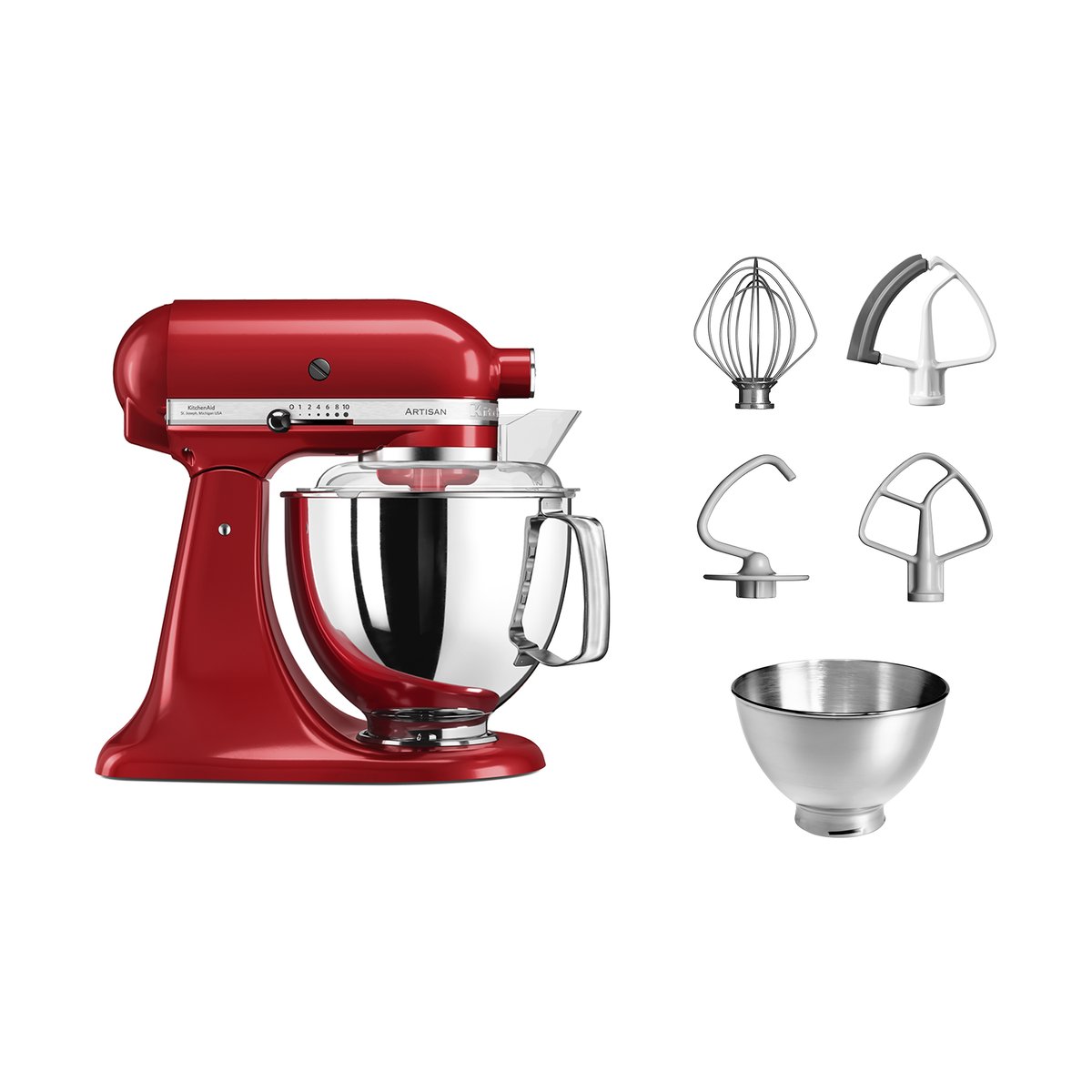 KitchenAid Artisan 5KSM175 keittiökone lisävarusteilla 4,8 L Empire red