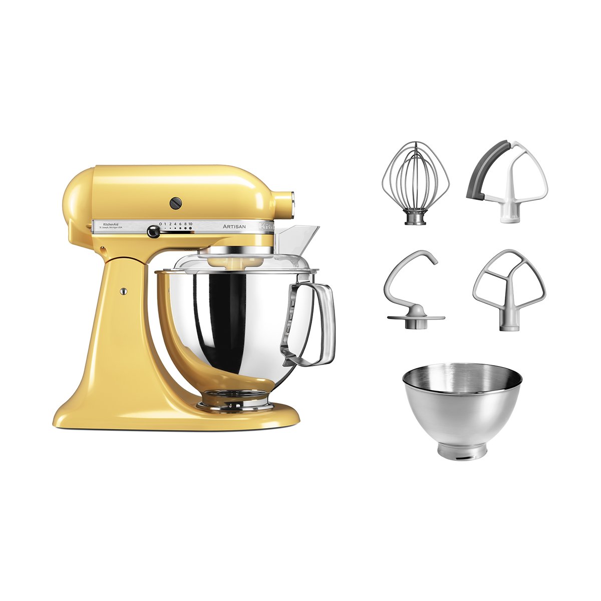 KitchenAid Artisan 5KSM175 keittiökone lisävarusteilla 4,8 L Majestic yellow