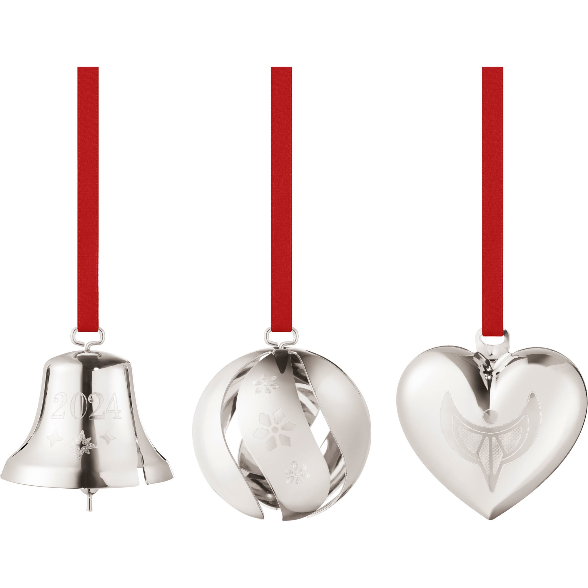 Georg Jensen Christmas Collection 2024 Gift Set 3 kpl joulukoristeita, palladiumpinnoite