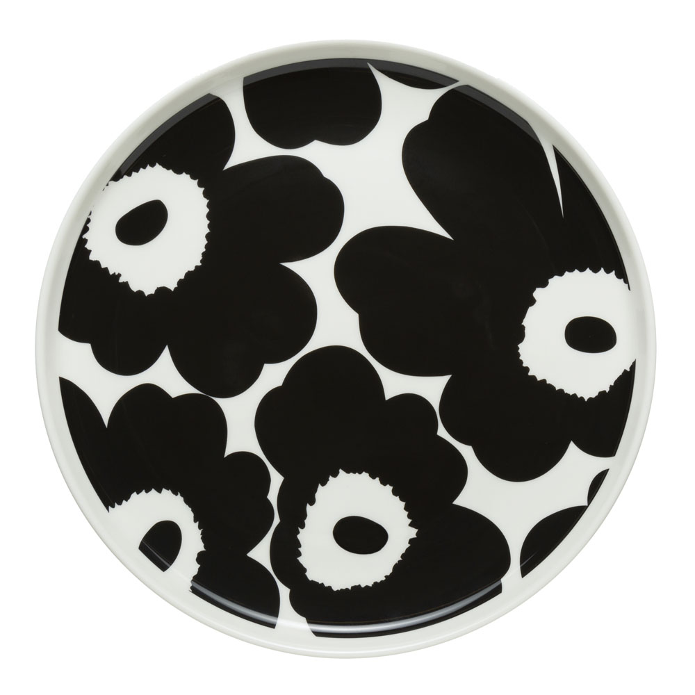 Marimekko - Oiva / Unikko Lautanen 20 cm Musta/Valkoinen