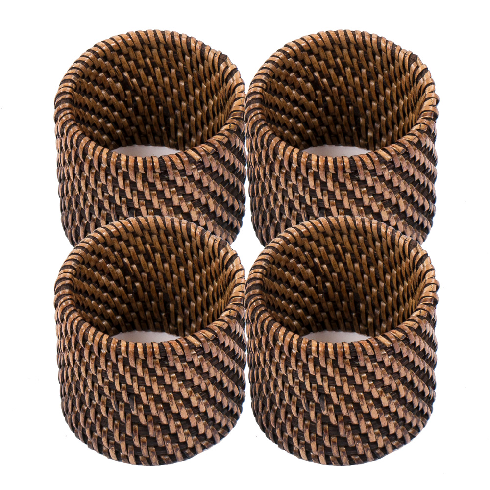 Ziczac - Rattan Servettirengas 4,5 cm 4 kpl Ruskea