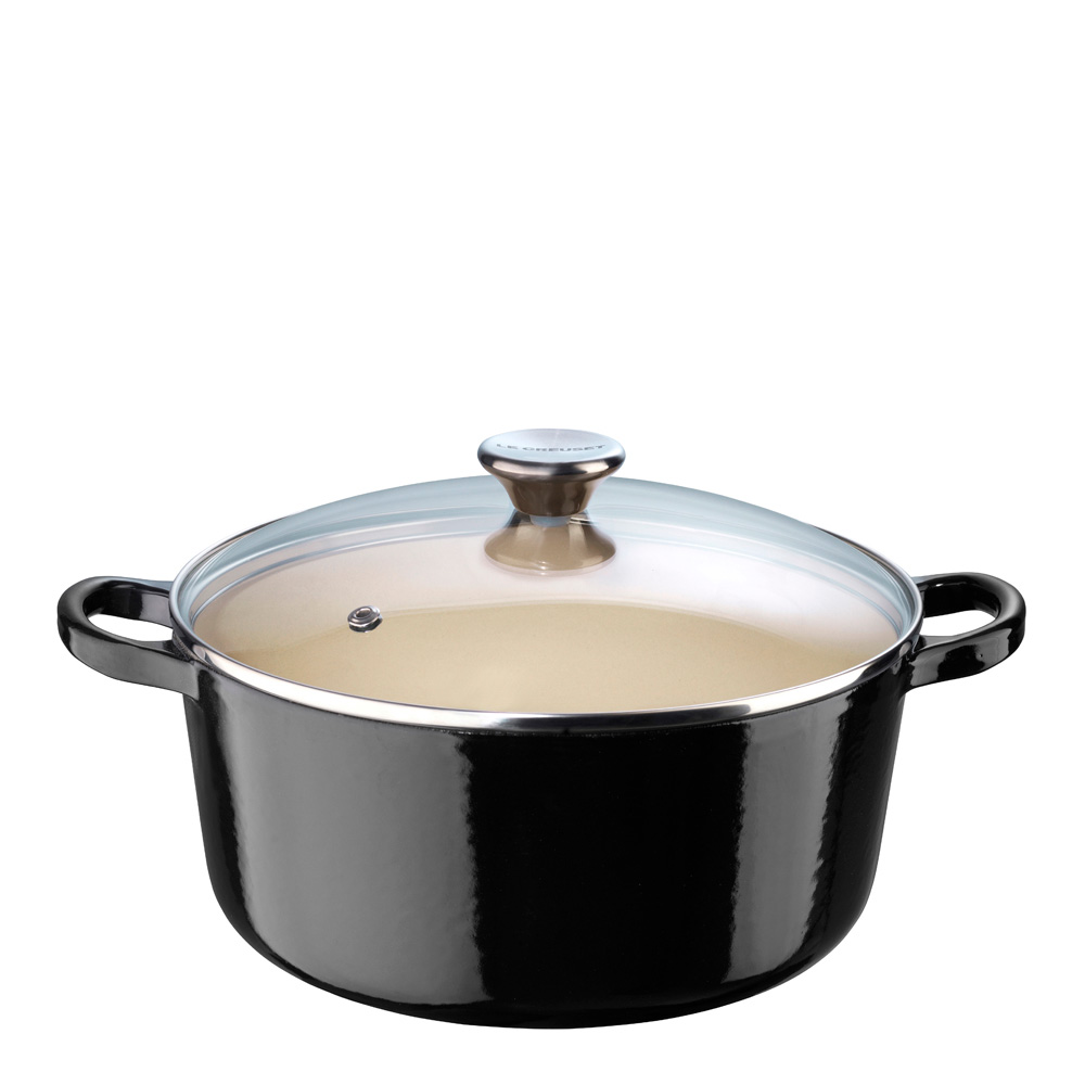 Le Creuset - Classic Valurautapata lasikannella 4,2 L Musta