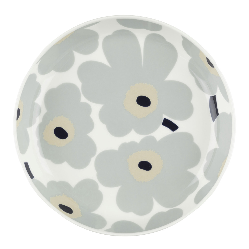 Marimekko - Oiva / Unikko Lautanen 20,5 cm Valkoinen/Harmaa