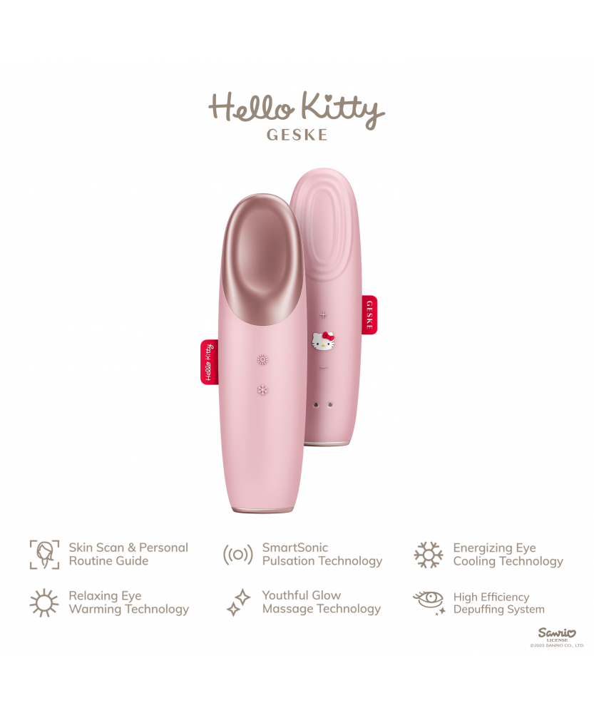 GESKE SmartAppGuided™ Warm & Cool Eye Energizer | 6 in 1 Hello Kitty Pink