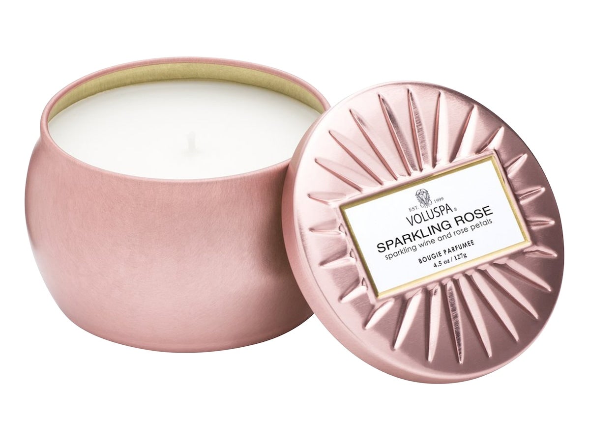 Voluspa Sparkling Rose Decorative Tin Candle - 127 g