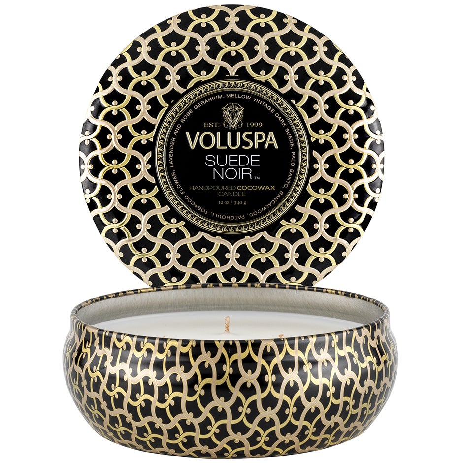 Voluspa 3-Wick Tin Candle Suede Noir - 340 g