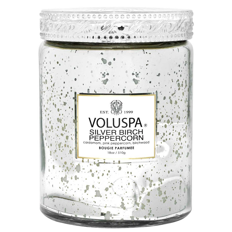 Voluspa Large Jar Candle Silver Birch Peppercorn 100h - 510 g