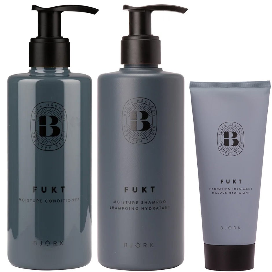 Björk FUKT Trio Shampoo 300 ml & Conditioner 250 ml & Treatment 200 ml - 750 ml