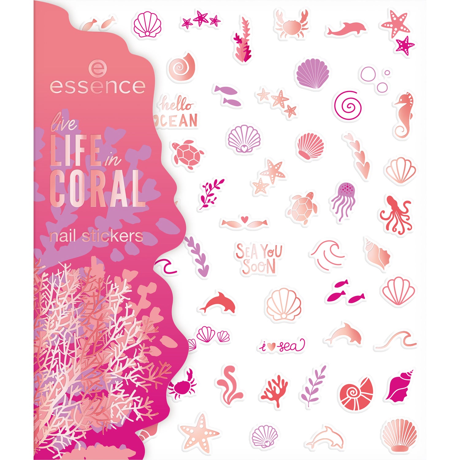 essence Live LIFE In CORAL Nail Stickers 72 pcs