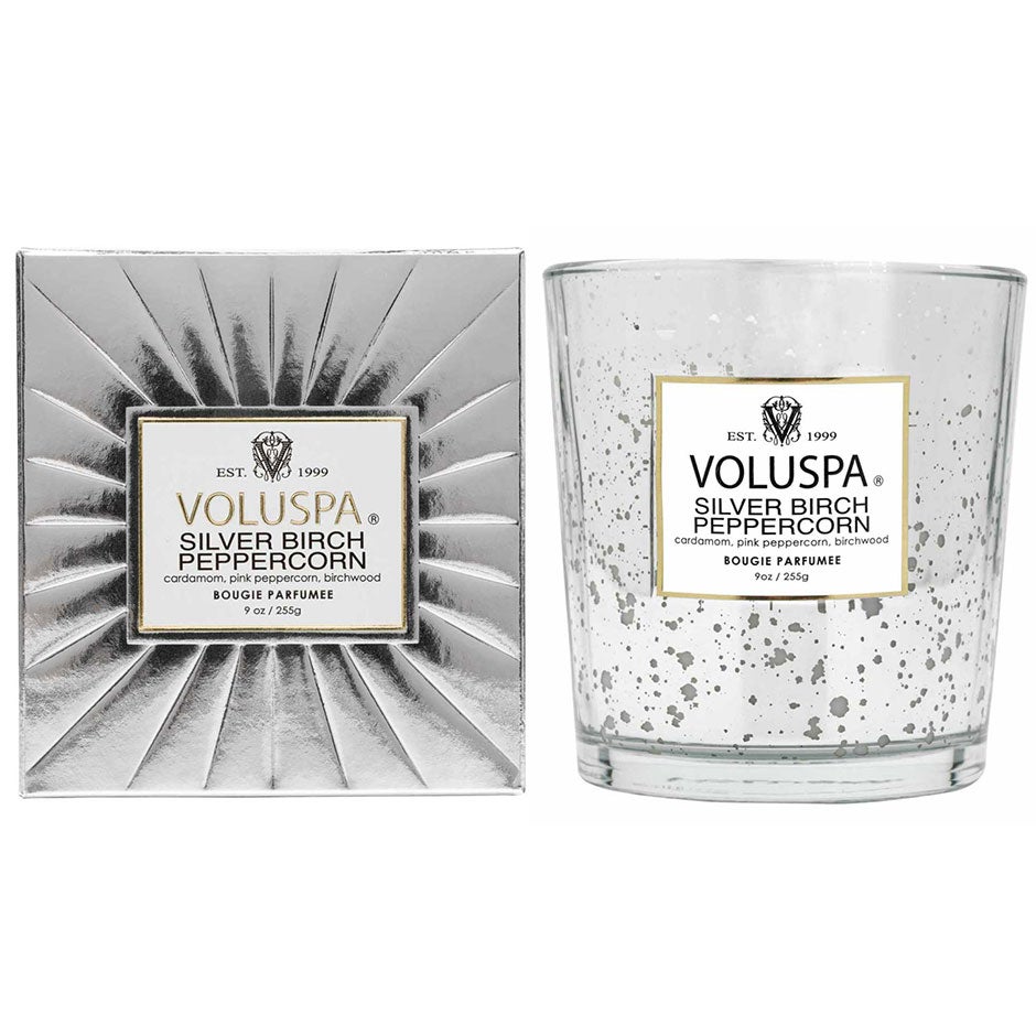 Voluspa Boxed Candle Silver Birch Peppercorn 60h - 255 g