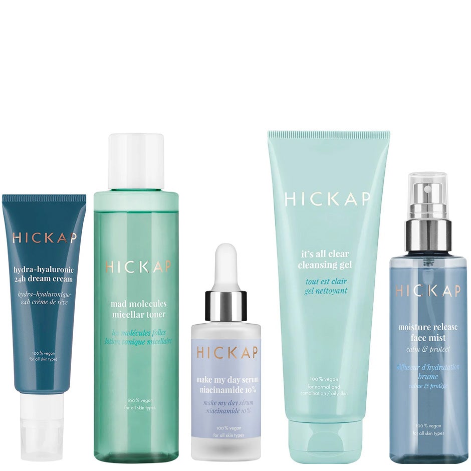 Hickap The Complete Routine - Normal Cream 50ml, Micellar toner 150ml, Serum 30ml, Cleansing gel 125ml, Face mist 100ml - 455 ml