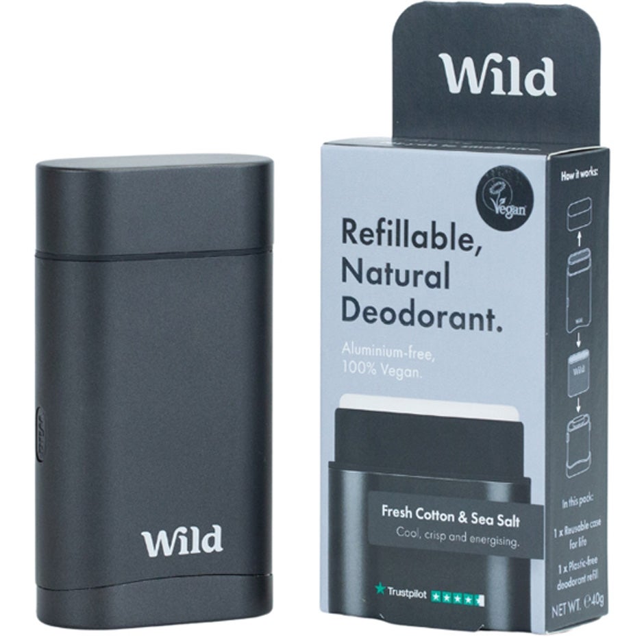 Wild Fresh Cotton & Sea Salt Refillable Deodorant Black Case - 40 g