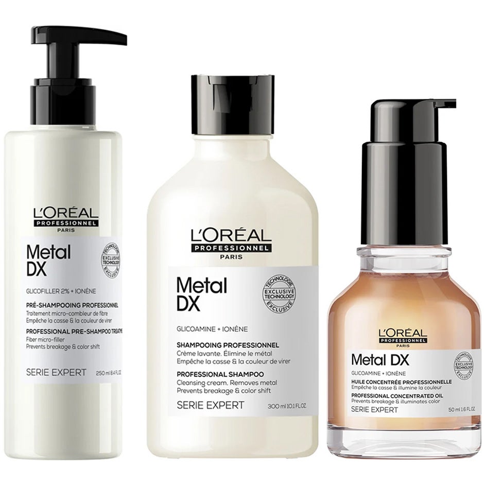 L'Oréal Professionnel Metal DX Trio Pre-Shampoo 250ml, Shampoo 300ml, Oil 50ml