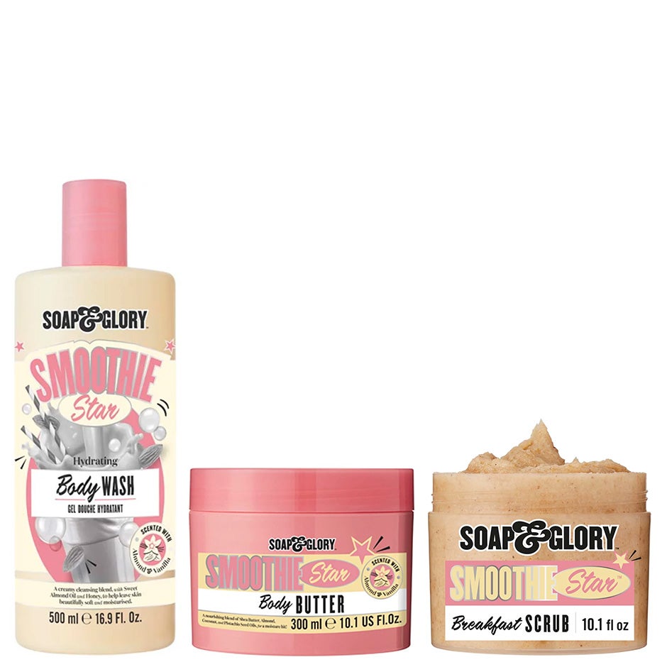 Soap & Glory Smoothie Star Trio Body Wash 500ml, Body Butter 300ml, Body Scrub 300ml - 1100 ml