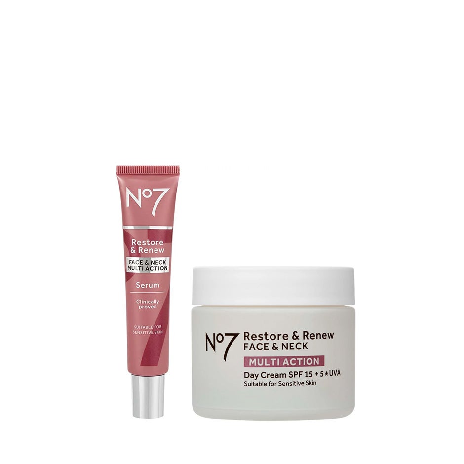 No7 Skincare Essential Duo - Restore & Renew Serum 30ml, Day Cream 50ml - 80 ml